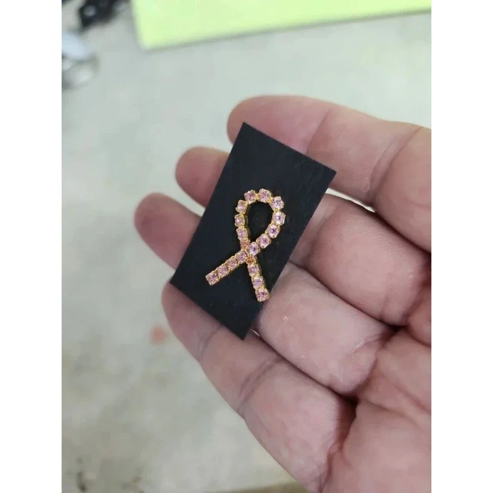 pink crystal ribbon pin brooch